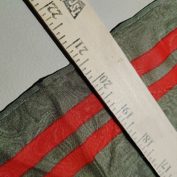 Daks London Sheer Square Scarf DD Olive Green Brown Geometric Vintage Rolled Hem - Picture 2 of 9